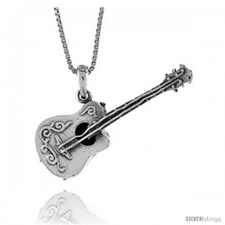 Sterling Silver Guitar Pendant, 1 1/2 in -Style Pa1327