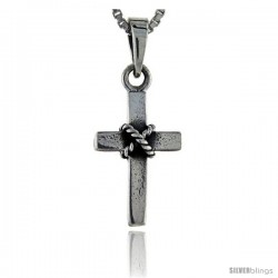 Sterling Silver Roped Cross Pendant, 7/8 in tall