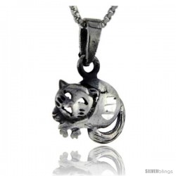 Sterling Silver Cat Pendant, 3/4 in tall -Style Pa126