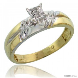 10k Yellow Gold Diamond Engagement Ring 0.06 cttw Brilliant Cut, 7/32 in wide