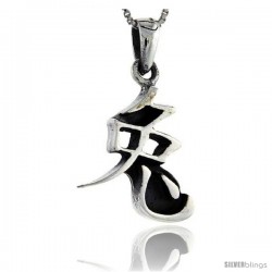 Sterling Silver Chinese Character for the Year of the RABBIT Horoscope Charm, 1 1/8 in tall