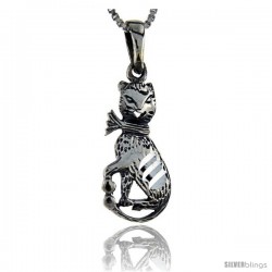 Sterling Silver Cat Pendant, 1 1/4 in tall -Style Pa118