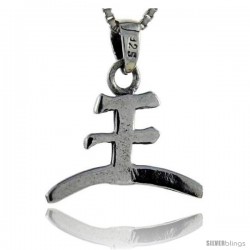 Sterling Silver Chinese Character for WANG Family Name Charm, 7/8 in tall