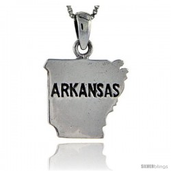 Sterling Silver Arkansas State Map Pendant, 1 1/8 in tall