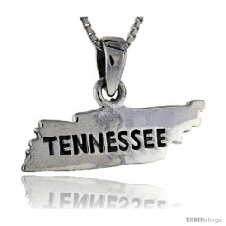 Sterling Silver Tennessee State Map Pendant, 5/8 in tall