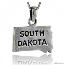 Sterling Silver South Dakota State Map Pendant, 1 in tall