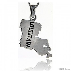 Sterling Silver Louisiana State Map Pendant, 1 1/8 in tall