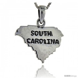 Sterling Silver South Carolina State Map Pendant, 1 in tall