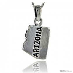 Sterling Silver Arizona State Map Pendant, 1 in tall