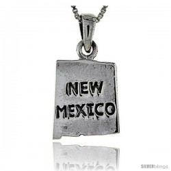 Sterling Silver New Mexico State Map Pendant, 1 in tall