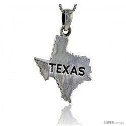 Sterling Silver Texas State Map Pendant, 1 1/4 in tall