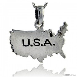 Sterling Silver USA Map Pendant, 1 in tall