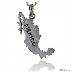 Sterling Silver Mexico Map Pendant, 1 1/8 in tall
