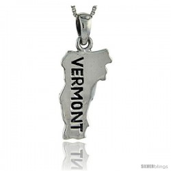 Sterling Silver Vermont State Map Pendant, 1 1/4 in tall