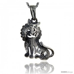 Sterling Silver Lion Pendant, 1 1/4 in tall -Style Pa117