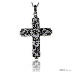 Sterling Silver Rose of Sharon Cross, 1 5/8 in long