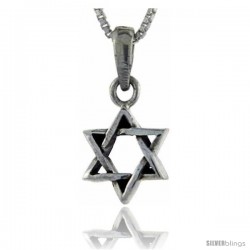 Sterling Silver Star of David Pendant, 1 1/16 in tall