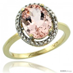 10k Yellow Gold Diamond Morganite Ring 2.4 ct Oval Stone 10x8 mm, 1/2 in wide -Style Cy913114