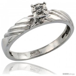 Sterling Silver Diamond Engagement Ring, w/ 0.06 Carat Brilliant Cut Diamonds, 1/8in. (3.5mm) wide -Style Ag118er