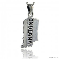 Sterling Silver Indiana State Map Pendant, 1 1/4 in tall