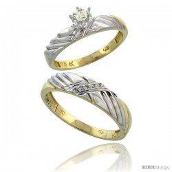 10k Yellow Gold 2-Piece Diamond wedding Engagement Ring Set for Him & Her, 3.5mm & 5mm wide -Style Ljy118em