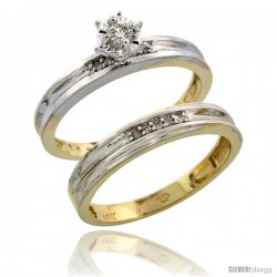 10k Yellow Gold Ladies' 2-Piece Diamond Engagement Wedding Ring Set, 1/8 in wide -Style Ljy119e2