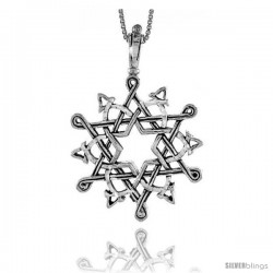 Sterling Silver Celtic Star of David Pendant, 2 1/8 in tall