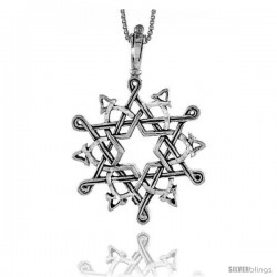 Sterling Silver Celtic Star of David Pendant, 2 1/8 in tall