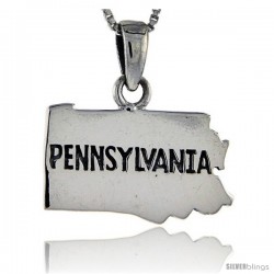 Sterling Silver Pennsylvania State Map Pendant, 3/4 in tall