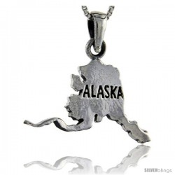 Sterling Silver Alaska State Map Pendant, 1 1/4 in tall