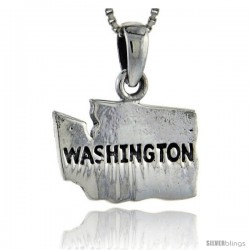 Sterling Silver Washington State Map Pendant, 7/8 in tall