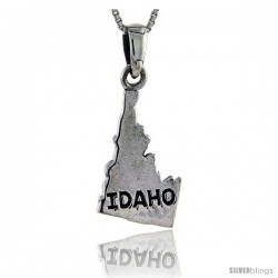 Sterling Silver Idaho State Map Pendant, 1 1/4 in tall