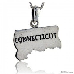 Sterling Silver Connecticut State Map Pendant, 1 in tall