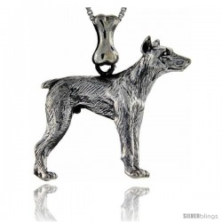 Sterling Silver Doberman Pinscher Dog Pendant