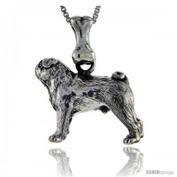 Sterling Silver Pug Dog Pendant