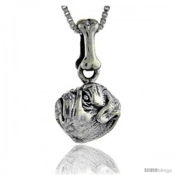 Sterling Silver Pug Dog Pendant -Style Pa1017