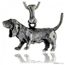 Sterling Silver Basset Hound Dog Pendant