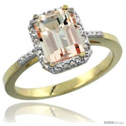 10k Yellow Gold Ladies Natural Morganite Ring Emerald-shape 8x6 Stone