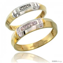 10k Yellow Gold Diamond 2 Piece Wedding Ring Set His 5.5mm & Hers 4mm -Style Ljy122w2