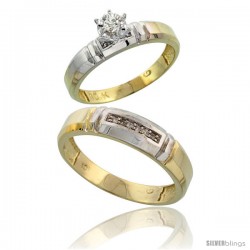 10k Yellow Gold 2-Piece Diamond wedding Engagement Ring Set for Him & Her, 4mm & 5.5mm wide -Style Ljy123em