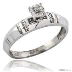 Sterling Silver Diamond Engagement Ring, w/ 0.05 Carat Brilliant Cut Diamonds, 5/32 in. (4mm) wide -Style Ag122er