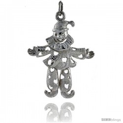 Sterling Silver High Polished Small Movable Clown Pendant -Style P3133