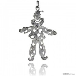 Sterling Silver High Polished Movable Clown Pendant -Style P3134