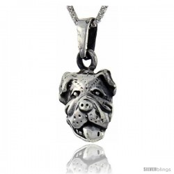 Sterling Silver Bulldog Head Pendant, 1 in tall