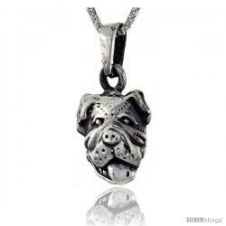 Sterling Silver Bulldog Head Pendant, 1 in tall