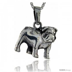 Sterling Silver Bulldog Pendant, 3/4 in tall