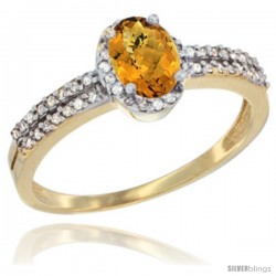 14k Yellow Gold Ladies Natural Whisky Quartz Ring oval 6x4 Stone Diamond Accent -Style Cy426178