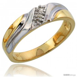 14k Gold Ladies' Diamond Band w/ Rhodium Accent, w/ 0.06 Carat Brilliant Cut Diamonds, 3/16 in. (5mm) wide