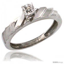 Sterling Silver Diamond Engagement Ring w/ 0.03 Carat Brilliant Cut Diamonds, 5/32 in. (4mm) wide -Style Ag152er