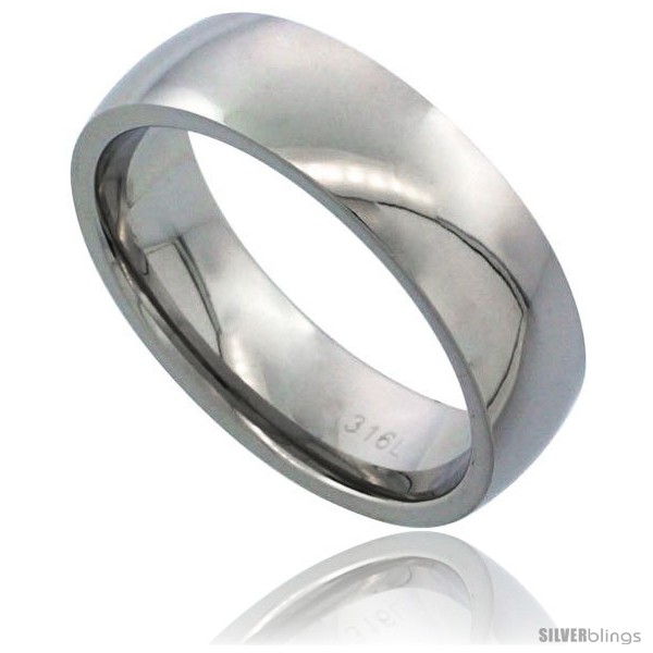 Surgical Stainless Steel 5mm Domed Wedding Band Thumb Ring Comfort-Fit Matte Finish Sizes 5-12 